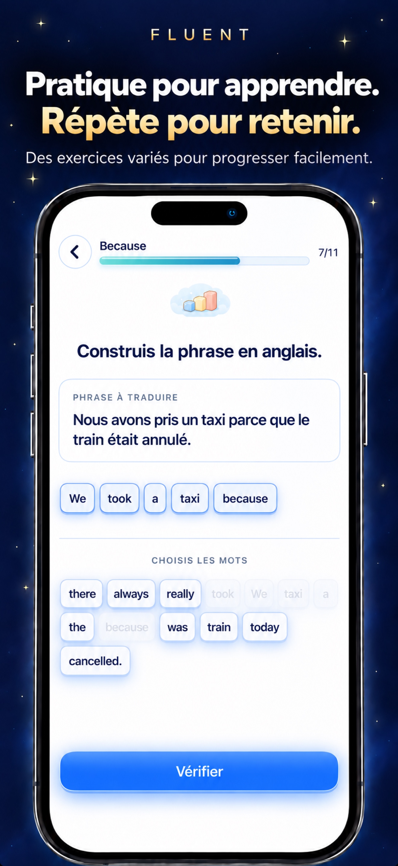 Construire une phrase en anglais à partir de mots